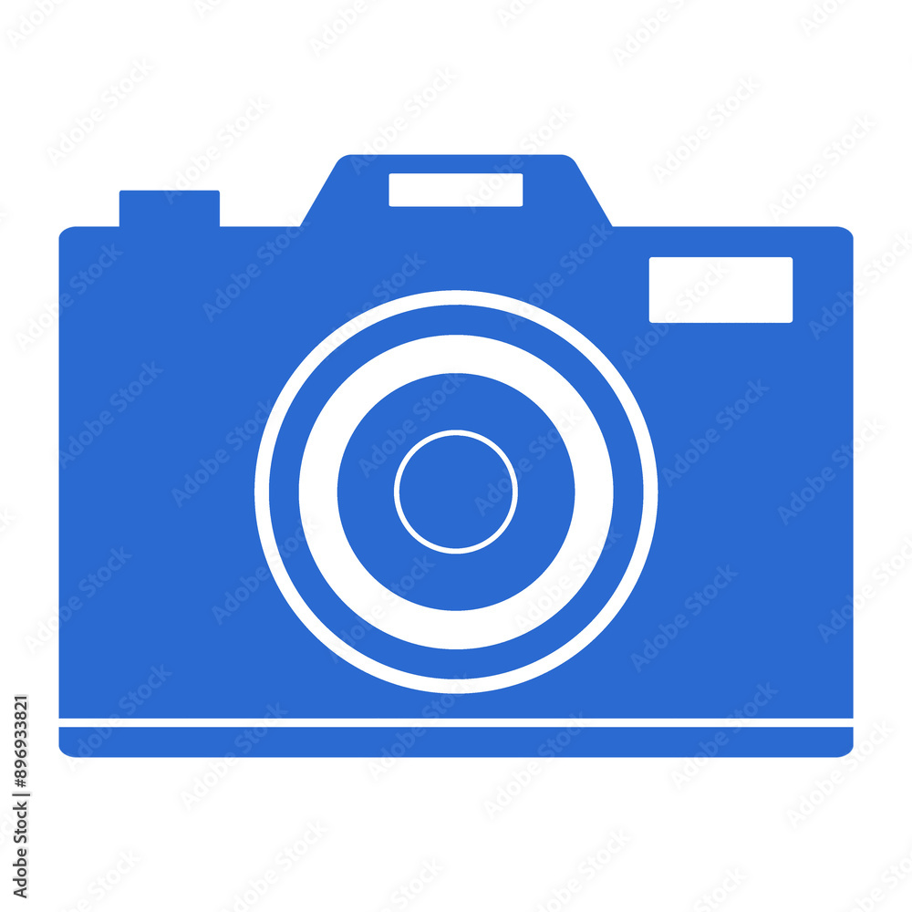 Blue Camera Icon, Isolated on White Blue Camera Icon, Isolated on White