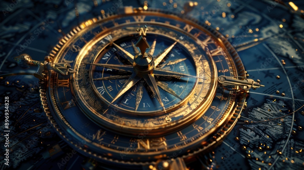 Obraz premium Antique Compass: A Close-up View
