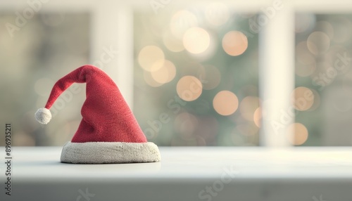 A simple 3D model of a cute elf hat with a smooth texture, placed neatly on a clean surface photo