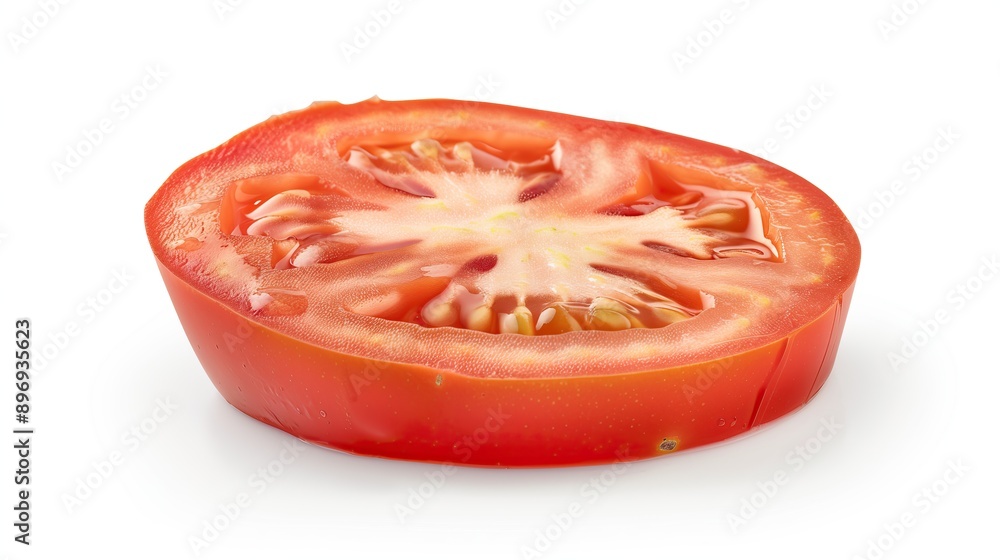 Tomato slices on a white background, close-up Tomato slices on a white background, close-up