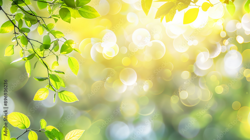 Abstract blurred spring or summer nature background with bokeh, green and yellow colors. Abstract blurred spring or summer nature background with bokeh, green and yellow colors.
