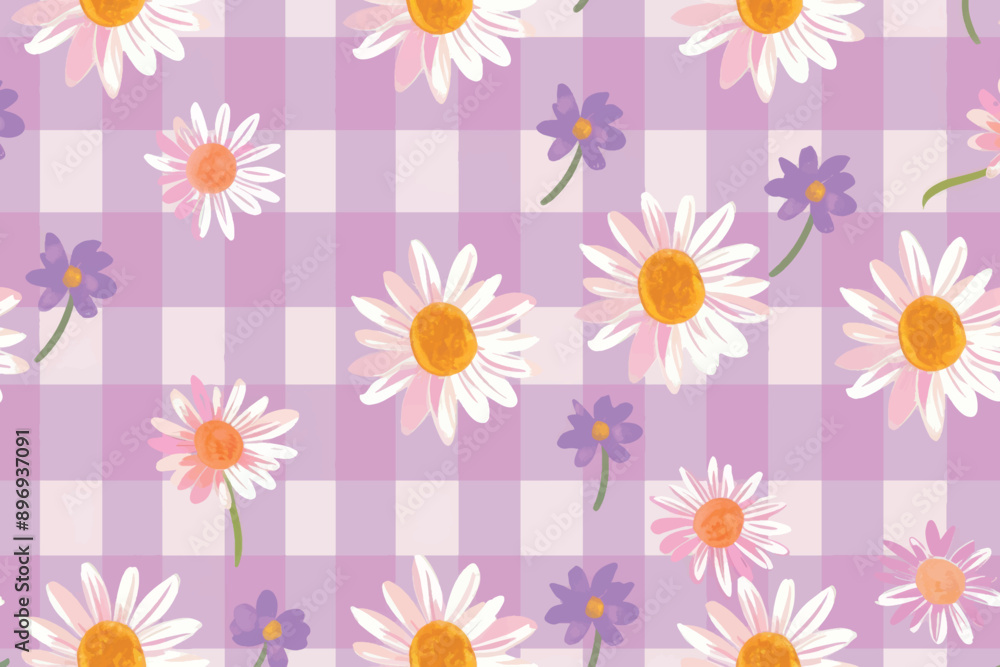 Whimsical floral gingham pattern Whimsical floral gingham pattern