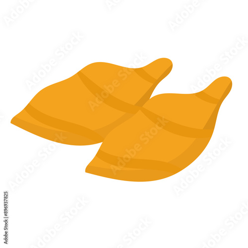 Banana molen icon vector illustration, gambar kue molen pisang, roti pisang molen mini clip art image, isolated on white background