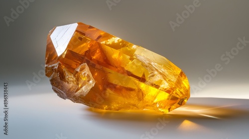 Close Up of a Polished Citrine Gemstone Natural Crystal Photography for Design and Print photo