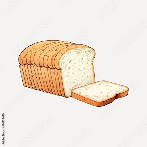 Freshly sliced loaf bread illustration