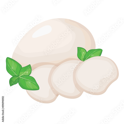Vector image of mozzarella cheese. Food and fast food concept. Element for your design. Ingredient for cooking.