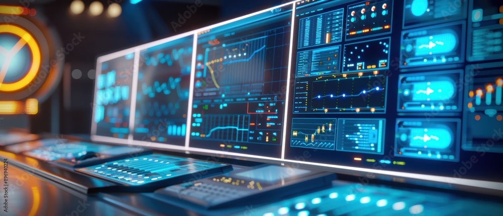Digitally Displayed Electricity Data in High-Resolution Screens with Office Background for Copy Space Usage Digitally Displayed Electricity Data in High-Resolution Screens with Office Background for Copy Space Usage