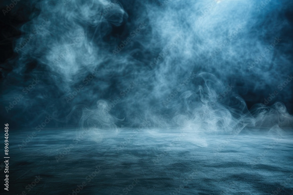 Fototapeta premium Abstract fog in dark room for product placement background.
