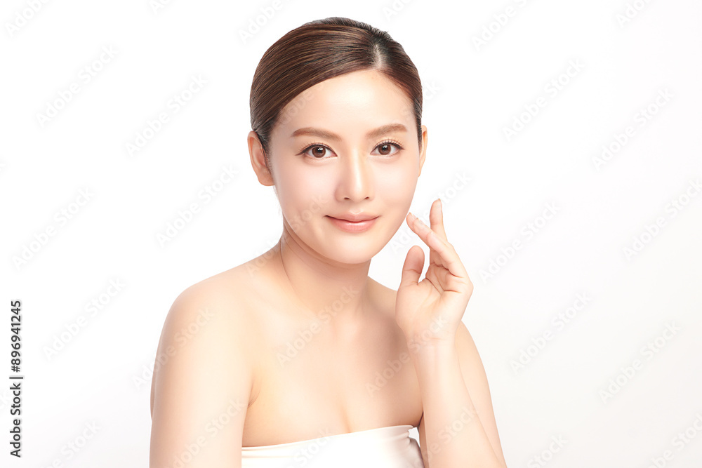Beautiful young asian woman with clean fresh skin on white background, Face care, Facial treatment, Cosmetology, beauty and spa, Asian women portrait. Beautiful young asian woman with clean fresh skin on white background, Face care, Facial treatment, Cosmetology, beauty and spa, Asian women portrait.