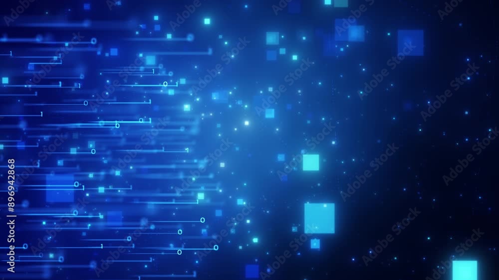 4K data visualization with blue particles and network connections. High-speed connection technology with blue digital particles and grid. 4K data visualization with blue particles and network connections. High-speed connection technology with blue digital particles and grid.