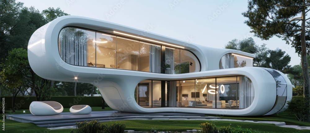 Fototapeta premium Energetic Future Living: Futuristic Homes with Digital Electricity Integration