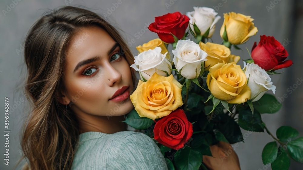 portrait of a woman with roses portrait of a woman with roses