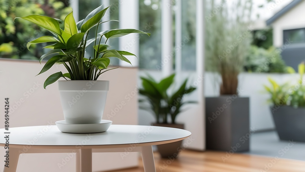 Modern living room with green plant on table. Modern living room with green plant on table.