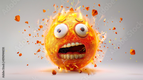 A mind-boggling emoji, with an exploding head, is depicted in 3D on a plain white backdrop.