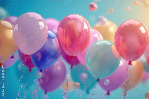 Colorful Balloons and Rainbow Backgrounds