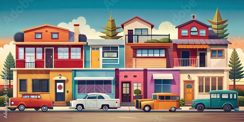 elements of house retro pop style image background © Thanawat