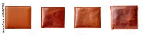 Collection set of leather wallets isolated on transparent background