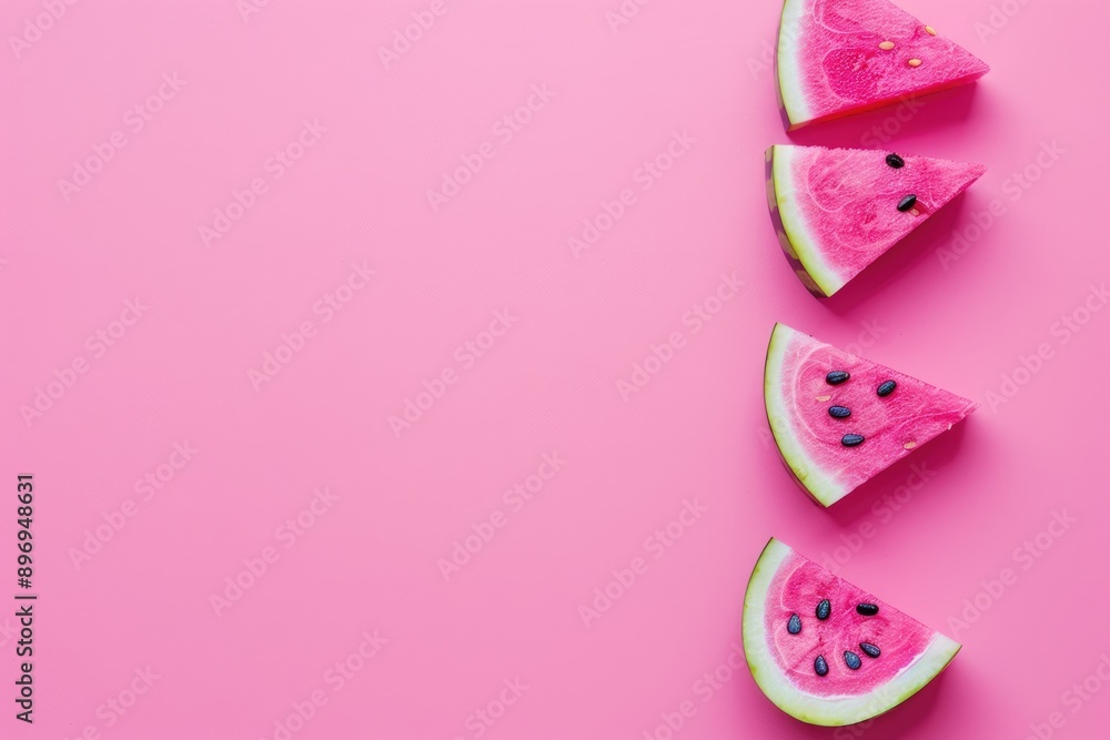 Creative watermelon slice on pink background for marketing design. Creative watermelon slice on pink background for marketing design.