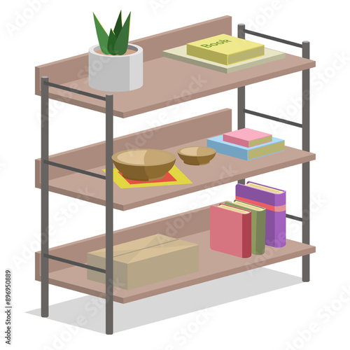 vector illustration of a bookcase