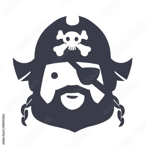 Cartoon Vector Pirate Face Logo Icon