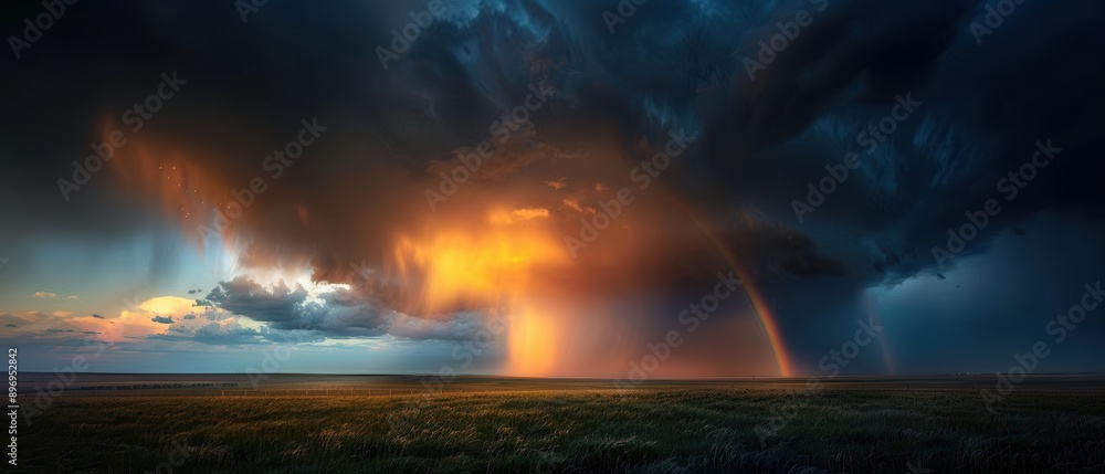 Vibrant Rainbow Arcing Across the Sky After a Refreshing Storm Vibrant Rainbow Arcing Across the Sky After a Refreshing Storm