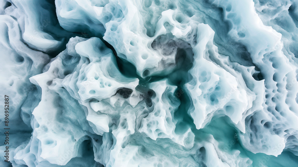Top-down view of intricate ice formations with various shades of blue and white, featuring detailed patterns and textures. Top-down view of intricate ice formations with various shades of blue and white, featuring detailed patterns and textures.