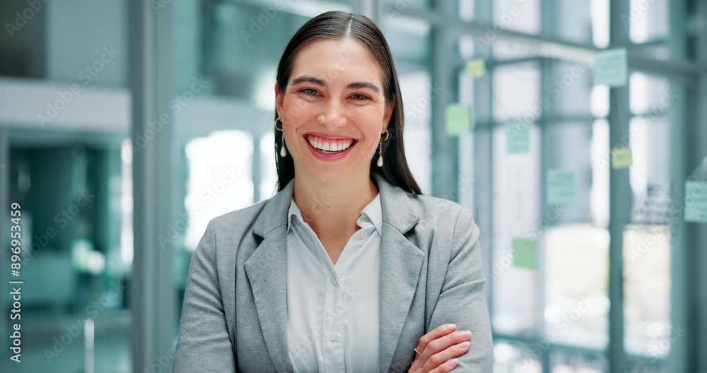 Corporate, human resources and face of woman with smile for startup, happiness and confidence. Office, job and portrait of employee with arms crossed for career, company pride and recruitment Corporate, human resources and face of woman with smile for startup, happiness and confidence. Office, job and portrait of employee with arms crossed for career, company pride and recruitment