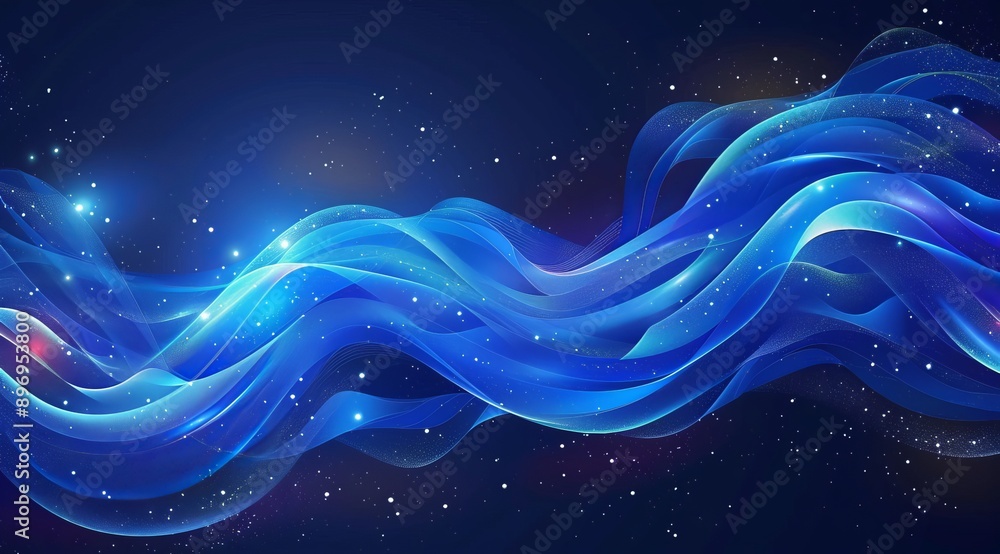 Abstract Blue Wave With Stars Abstract Blue Wave With Stars