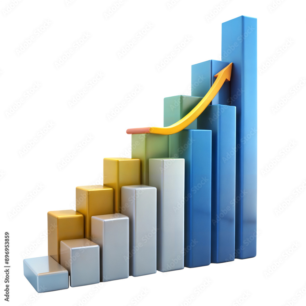 Bar chart with an upward trend, representing financial growth and progress Bar chart with an upward trend, representing financial growth and progress