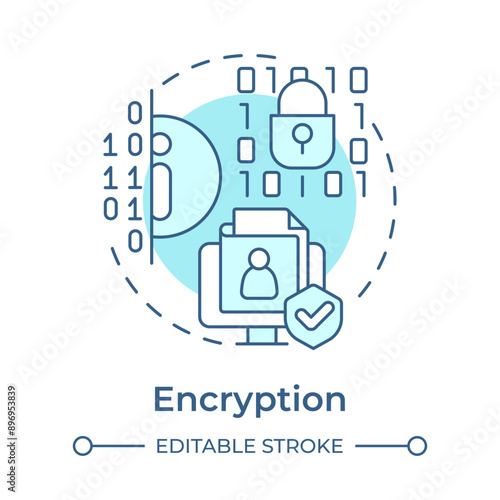 Encryption soft blue concept icon. Security protocols, access management. Data confidentiality. Round shape line illustration. Abstract idea. Graphic design. Easy to use in infographic