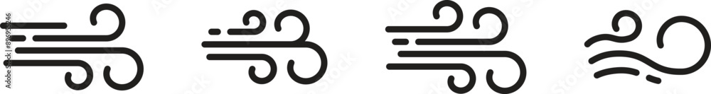 Collection of wind vortex vector icons. Windy weather symbol. Wind gust icon. wind gust air path icon. Vector illustration Collection of wind vortex vector icons. Windy weather symbol. Wind gust icon. wind gust air path icon. Vector illustration