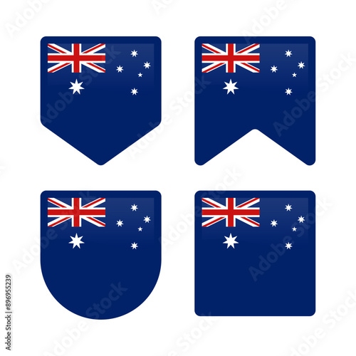 Australia flag with various shapes vector eps for design element, decoration, banner, emblem, promotion, event, holiday, social media post, icon, poster design, etc. scalable eps file format.