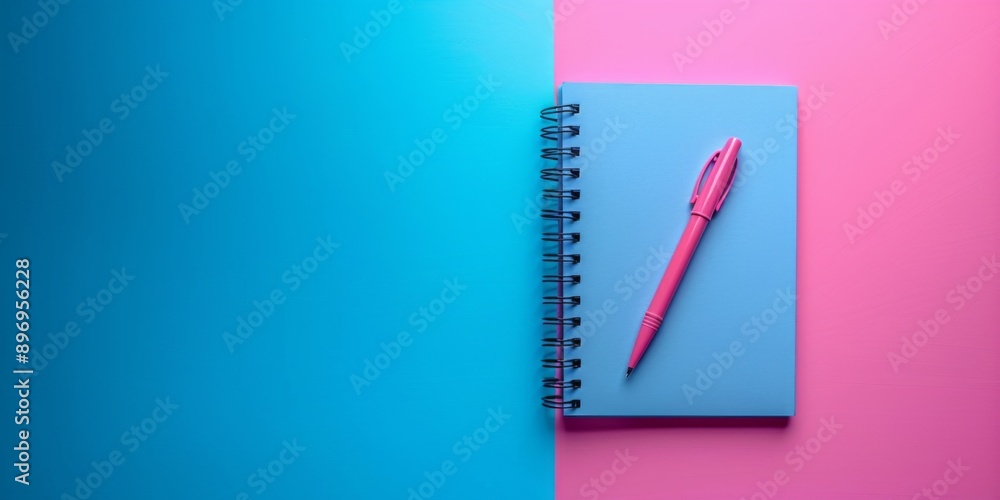 a notebook with a pen, pastel colors, copy space a notebook with a pen, pastel colors, copy space