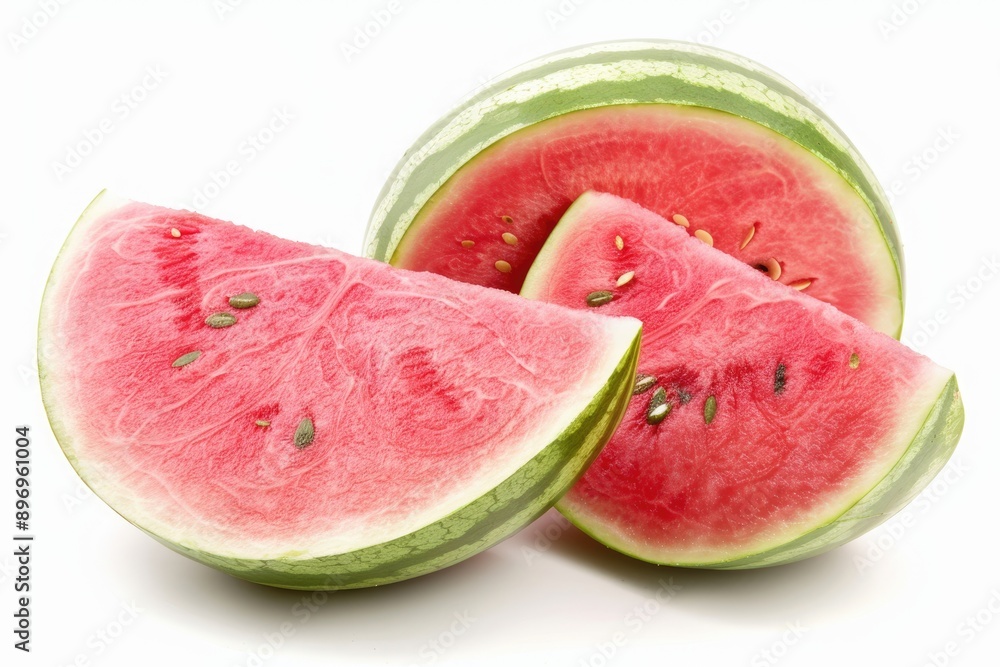 Isolated sliced watermelon on white background with clipping path. Isolated sliced watermelon on white background with clipping path.