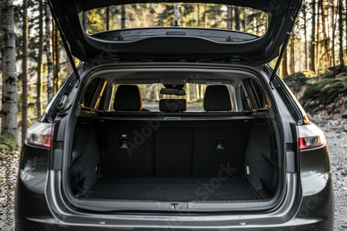 Wallpaper Mural Open clean trunk of car back view, Rear view car with open trunk, headlight, bumper Torontodigital.ca