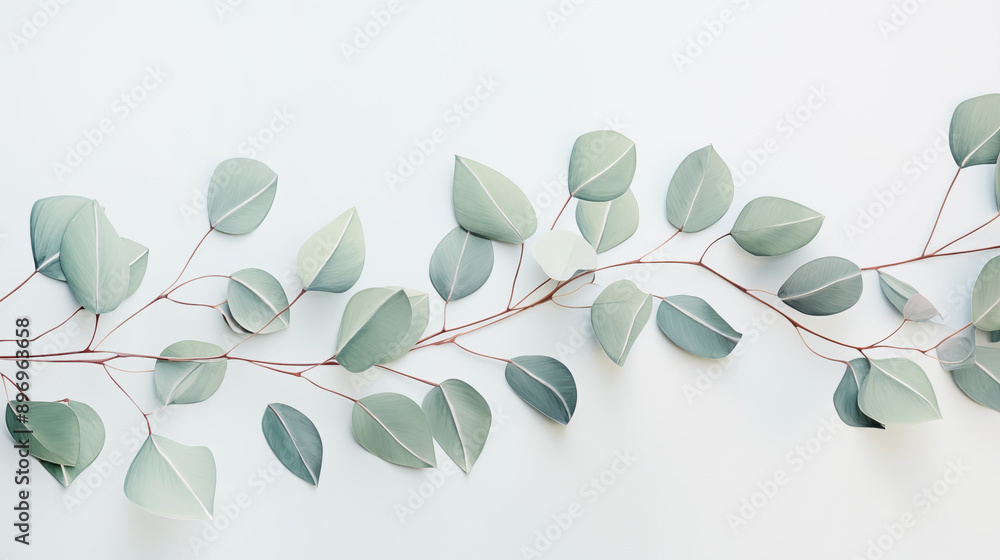 image with space for text of a eucalyptus branch in pastel colors image with space for text of a eucalyptus branch in pastel colors