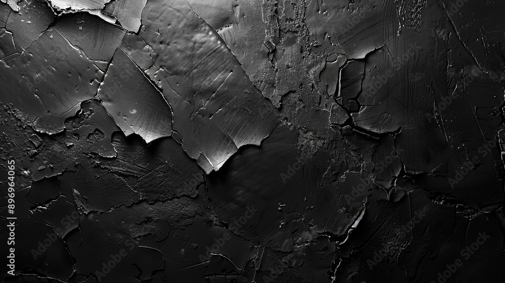 Obraz premium Black Cracked Wall Texture