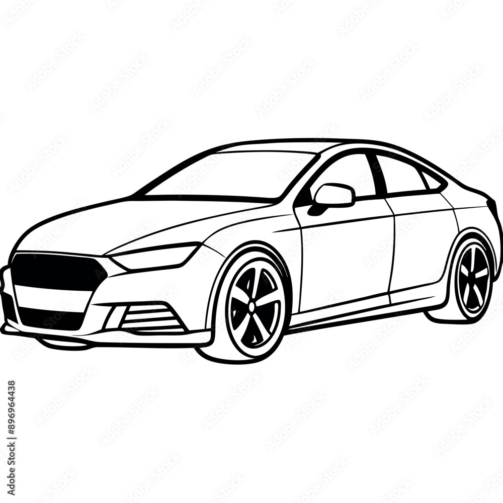 Naklejka premium Kids' Sports Car Vector Coloring Page