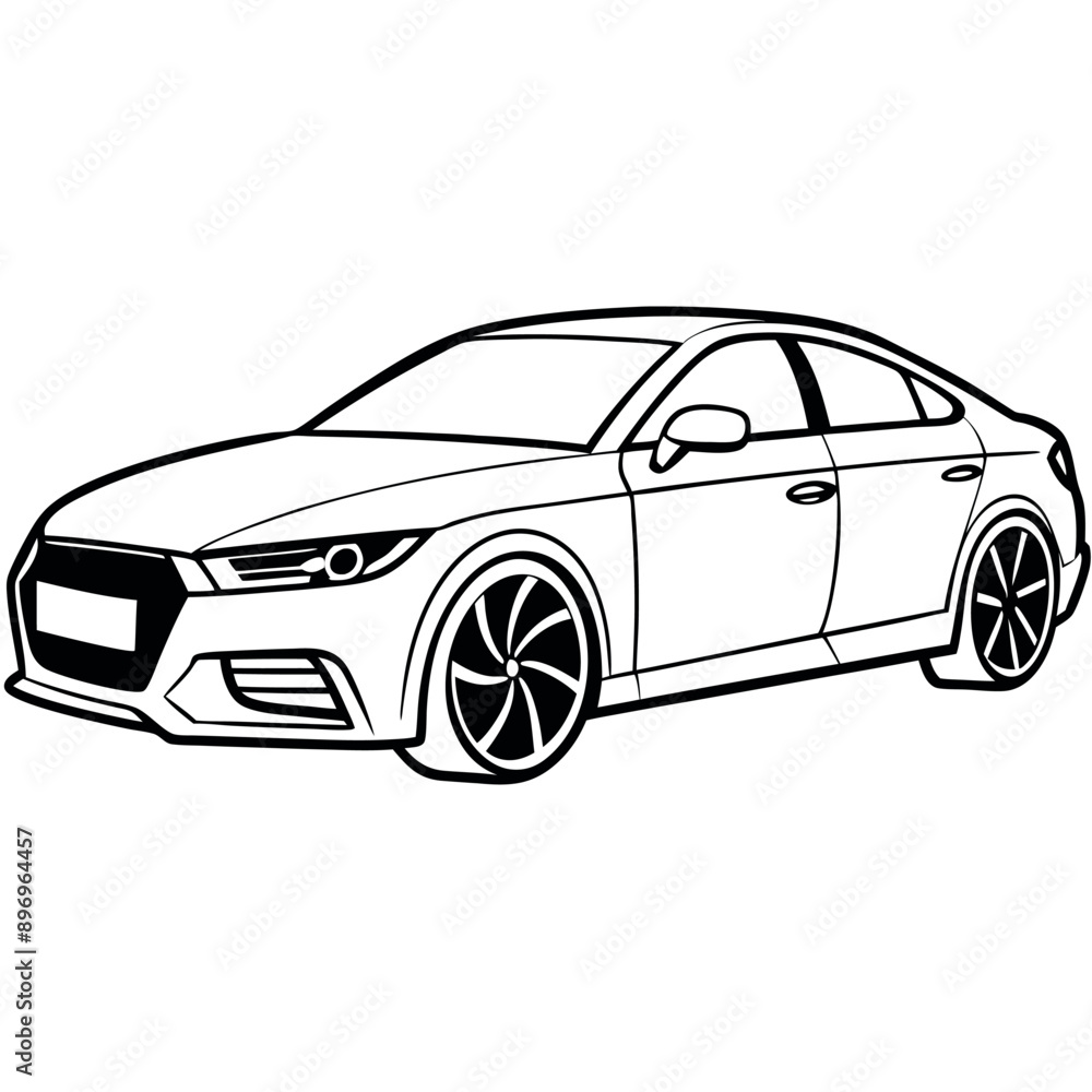 Obraz premium Kids' Sports Car Vector Coloring Page