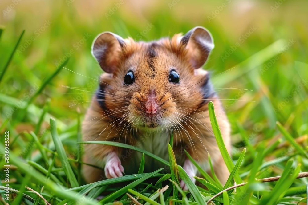 Portrait of Hamster (Cricetus Cricetus) in Meadow. Portrait of Hamster (Cricetus Cricetus) in Meadow.