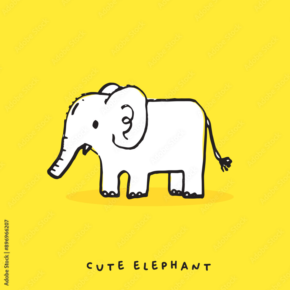 Obraz premium Hand drawing doodle cute elephant vector illustration for t-shirt ,card, poster design for kids. Vector illustration design for fashion fabrics, textile graphics, prints, Cute elephant cartoon