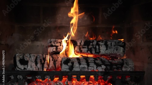 Fireplace 4k. Asmr sleep. Fire place at home for relaxing evening