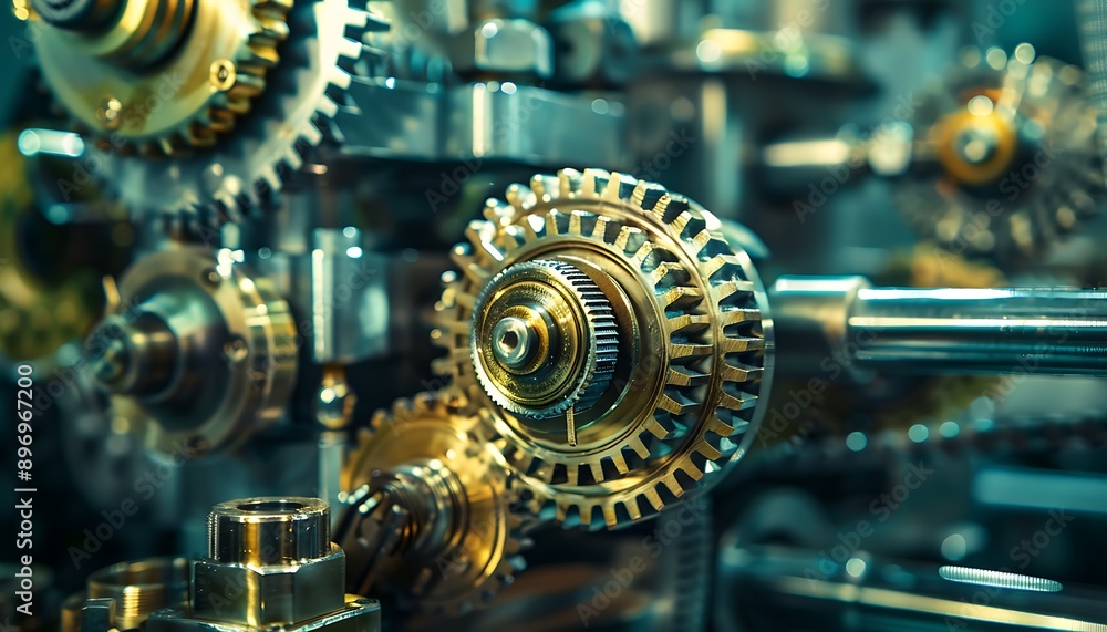 Closeup of Shiny Gears in a Machine Closeup of Shiny Gears in a Machine