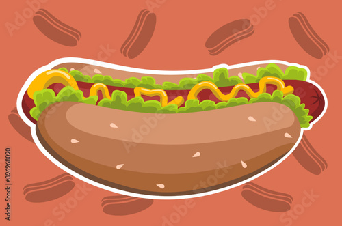 cartoon vector illustration of hotdog