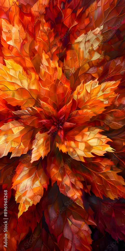 Vibrant Abstract Screen Print with Fiery Patterns and Modern-Traditional Fusion Vibrant Abstract Screen Print with Fiery Patterns and Modern-Traditional Fusion
