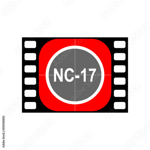 The film tape marks NC-17 or No One 17 and Under Admitted. This rating is given to films that contain content that can only be seen by adult audiences. Simple for web design and mobile UI.