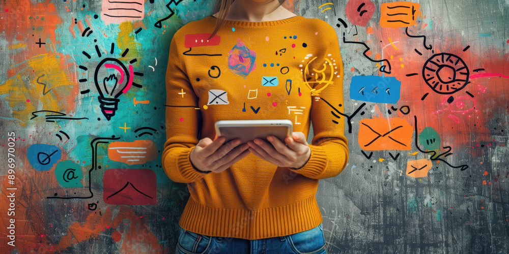 © WD Stock Photos - An Illustration of a person interacting with marketing technology © WD Stock Photos - An Illustration of a person interacting with marketing technology