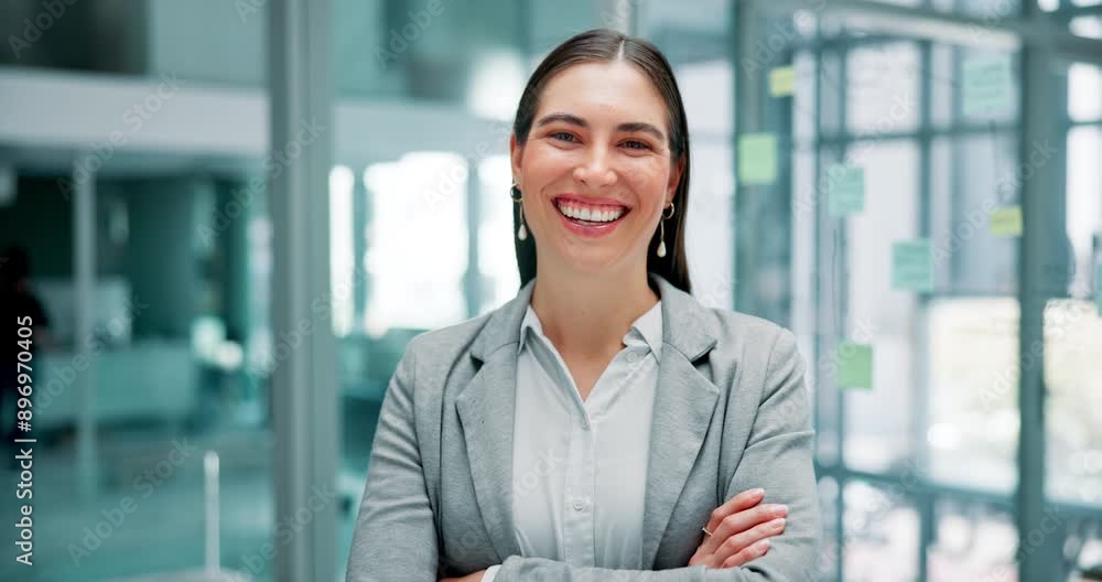 Human Resources, corporate and face of employee with smile for recruitment, brainstorming and planning. Office, career and portrait of woman with arms crossed for confidence, pride and onboarding Human Resources, corporate and face of employee with smile for recruitment, brainstorming and planning. Office, career and portrait of woman with arms crossed for confidence, pride and onboarding