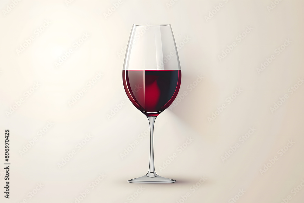 Elegant Red Wine Glass Icon on Minimalist White Background Elegant Red Wine Glass Icon on Minimalist White Background