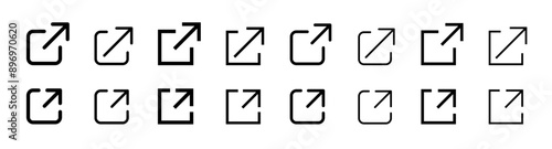 External link icons. Web chain open link to attached website. External link icon vector sign.